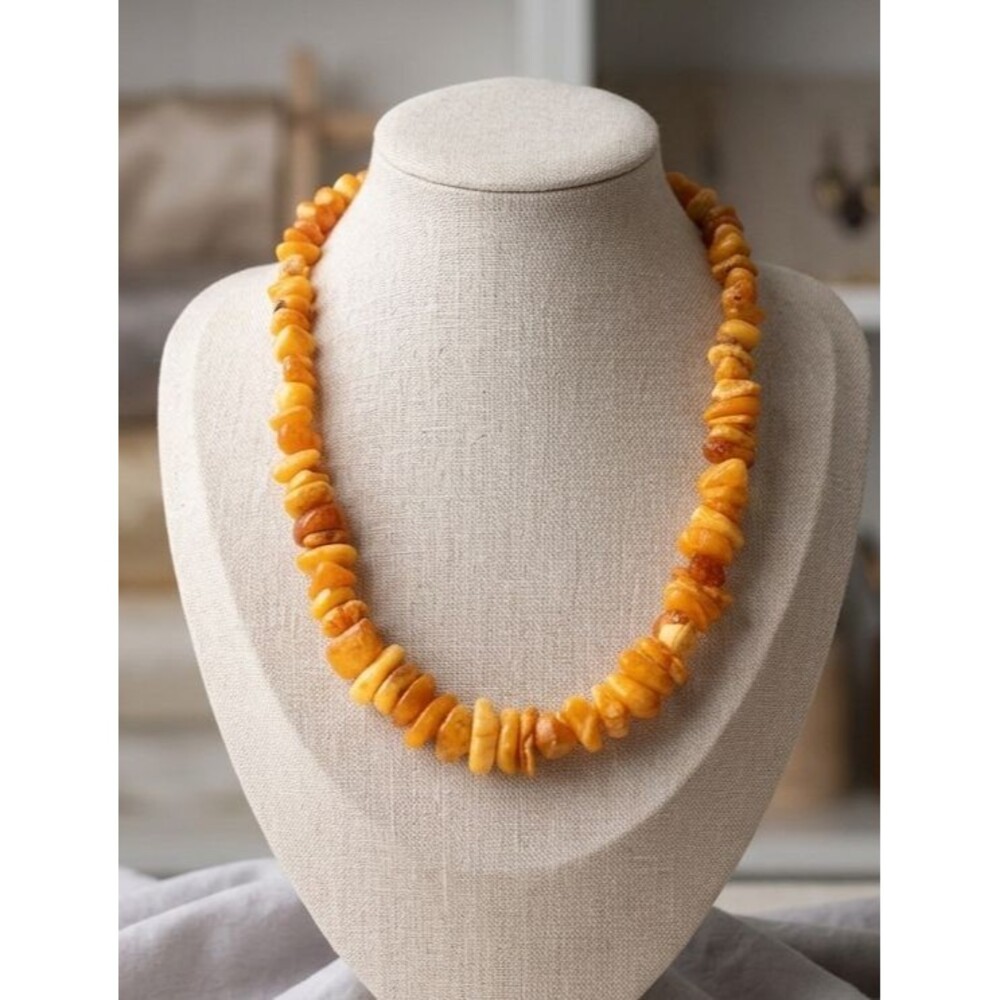 Vintage Natural Baltic Amber Chunky Bead Necklace - 136g Statement Piece